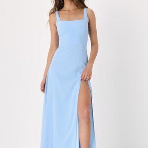 Lulus Remarkable Arrival Powder Blue Sleeveless Maxi Dress - Size M